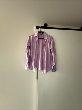 Light Pink Striped Button-Down Blouse